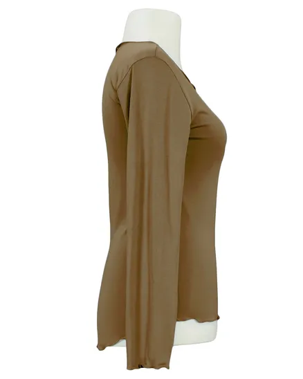 Longsleeve Viskose in camel von Made in Italy