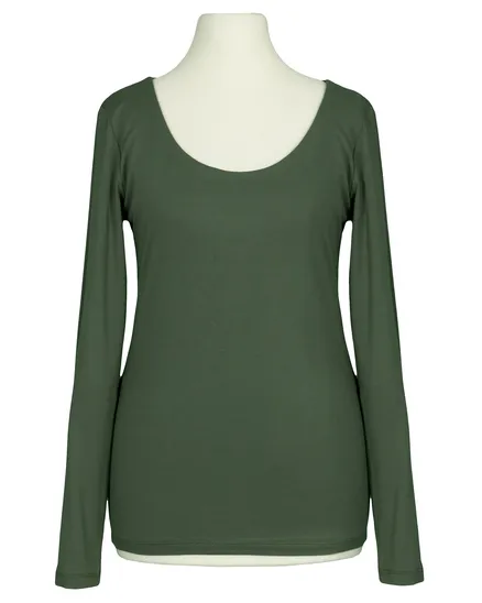 Longsleeve Viskose in oliv von Italia Moda