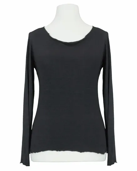 Longsleeve Viskose in schwarz von Made in Italy