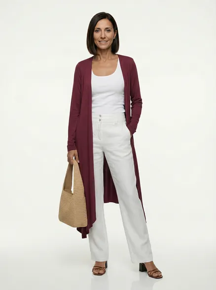 Longstrickjacke in beere von fashion made in italy