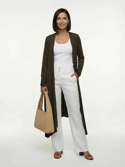 Longstrickjacke in braun von fashion made in italy