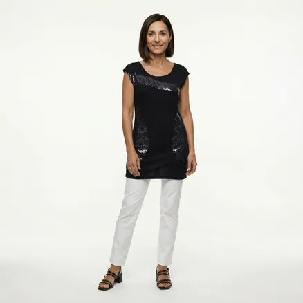 Longtop mit Pailletten in schwarz von RESTART
