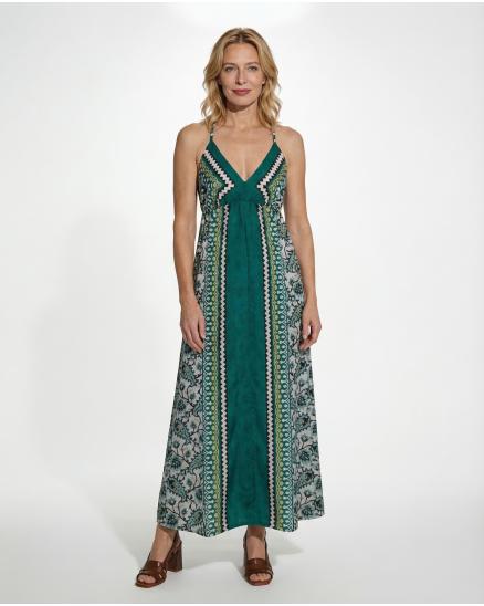 Maxi Kleid Print in gr�n von toi du monde