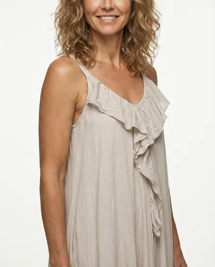 Maxikleid Baumwolle in beige von Made in Italy