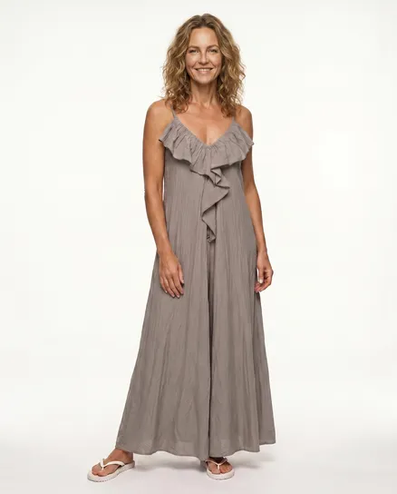Maxikleid Baumwolle in braun von Made in Italy