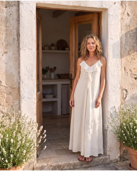 Maxikleid in creme von Made in Italy