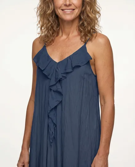 Maxikleid Baumwolle in dunkelblau von Made in Italy