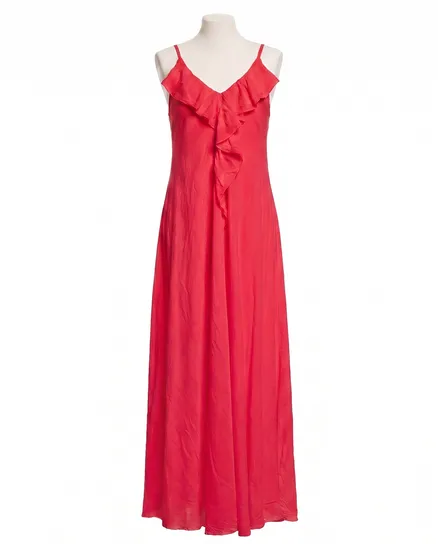 Maxikleid Baumwolle in rot von Made in Italy