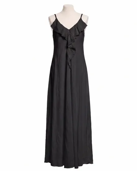Maxikleid Baumwolle in schwarz von Made in Italy