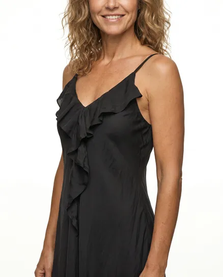 Maxikleid Baumwolle in schwarz von Made in Italy