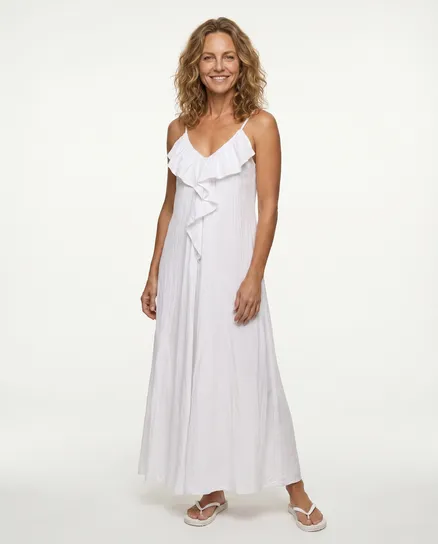 Maxikleid Baumwolle in wei� von Made in Italy