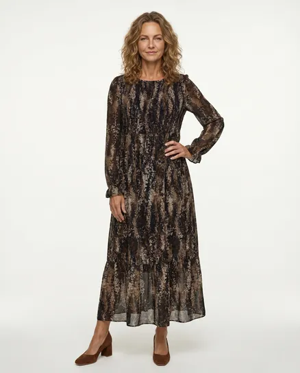 Maxikleid Cr�pe Chiffon in braun von Made in Italy