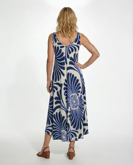 Maxikleid Floral in blau von Made in Italy