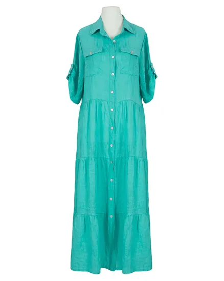 Maxikleid Leinen in aqua von Made in Italy