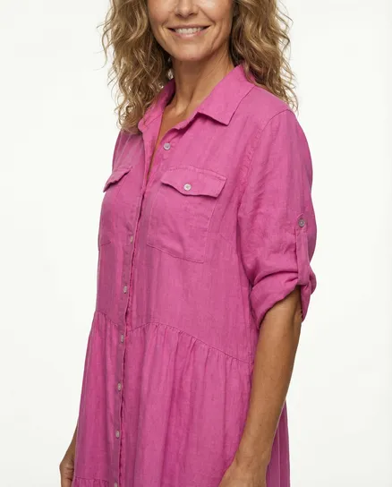 Maxikleid Leinen in pink von Made in Italy