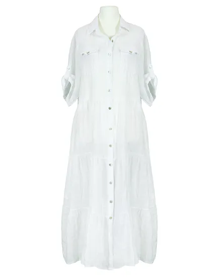 Maxikleid Leinen in wei� von Made in Italy