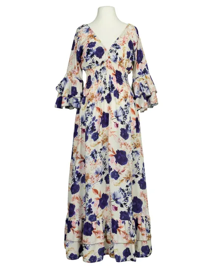 Maxikleid mit Blumen in blau von H. Trend