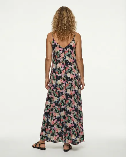 Maxikleid mit Blumen in schwarz von Made in Italy
