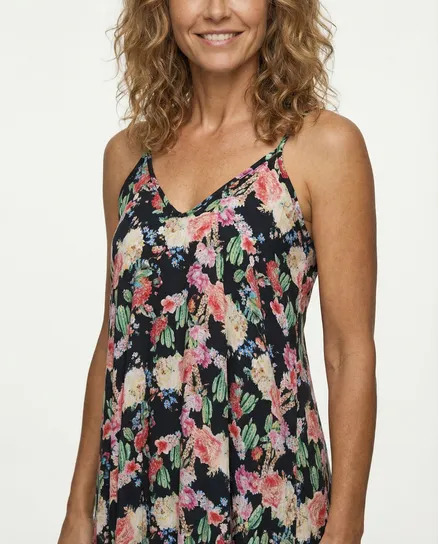 Maxikleid mit Blumen in schwarz von Made in Italy