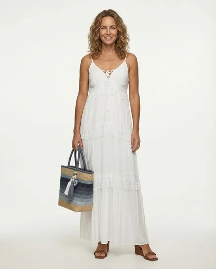 Maxikleid mit H�kelspitze in wei� von Spaziodonna