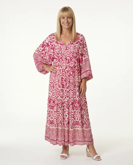 Maxikleid mit Muster in pink von H. Trend