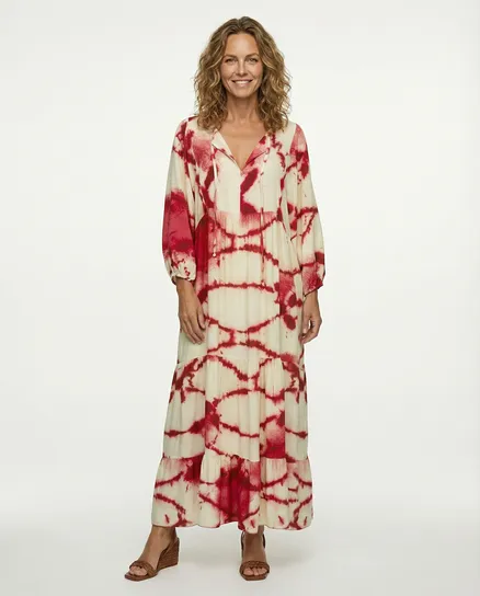 Maxikleid mit Muster in rot von H. Trend