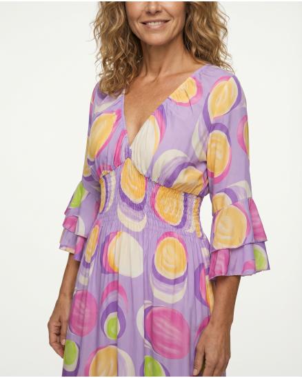 Maxikleid mit Print in lila von H. Trend