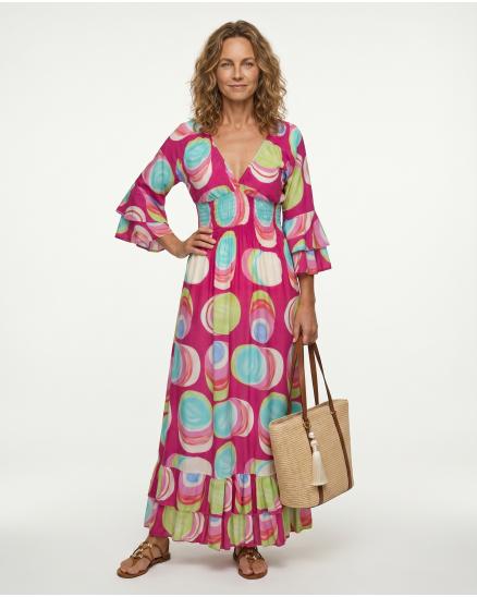 Maxikleid mit Print in pink von H. Trend