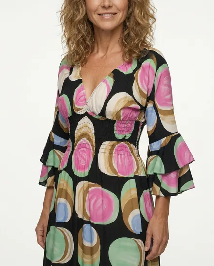 Maxikleid mit Print in schwarz von H. Trend