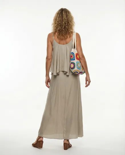 Maxikleid mit Seide in taupe von H. Trend