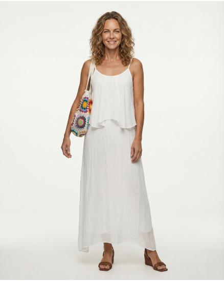 Maxikleid mit Seide in weiss von H. Trend