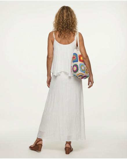 Maxikleid mit Seide in weiss von H. Trend