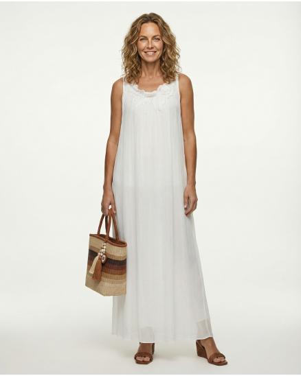 Maxikleid mit Seide in weiss von Selected Touch