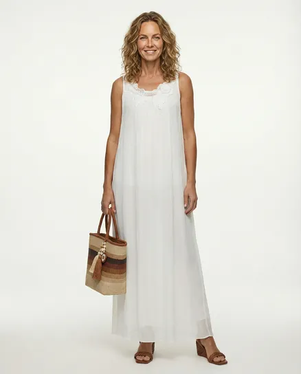 Maxikleid mit Seide in wei� von Selected Touch