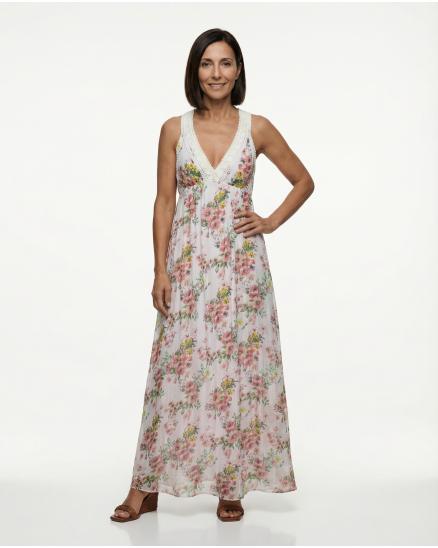 Maxikleid mit Seide in weiss von Montan