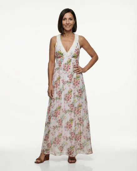 Maxikleid mit Seide in wei� von Montan