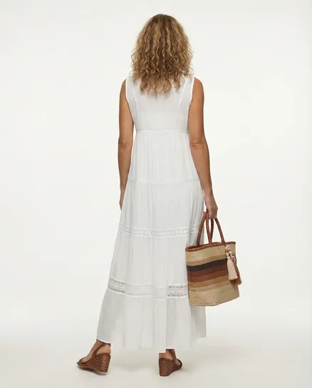Maxikleid mit Seide 2tlg. in wei� von Made in Italy