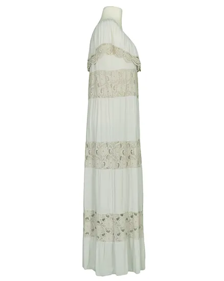 Maxikleid mit Spitze in beige von Made in Italy