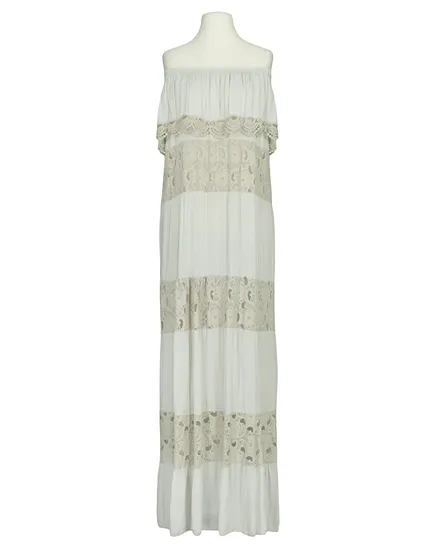 Maxikleid mit Spitze in beige von Made in Italy