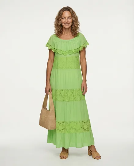 Maxikleid mit Spitze in gr�n von Made in Italy