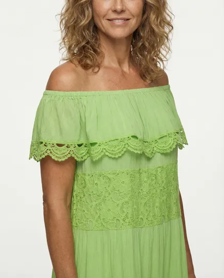 Maxikleid mit Spitze in gr�n von Made in Italy