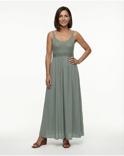 Maxikleid mit Spitze in khaki von Diana