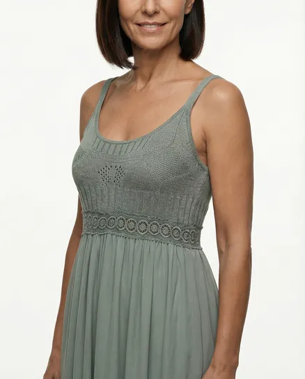 Maxikleid mit Spitze in khaki von Diana