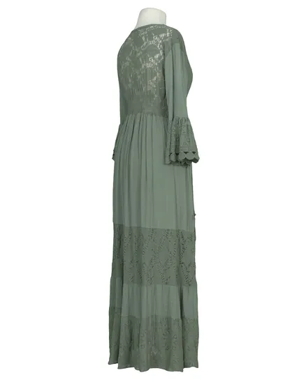 Maxikleid mit Spitze in oliv von Made in Italy
