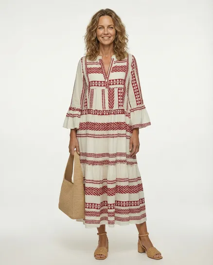 Maxikleid Muster in bordeaux von Made in Italy