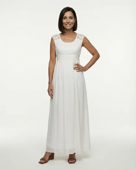 Maxikleid Seide in wei� von Montan
