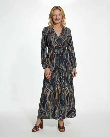 Maxikleid Wickeloptik in blau von Made in Italy