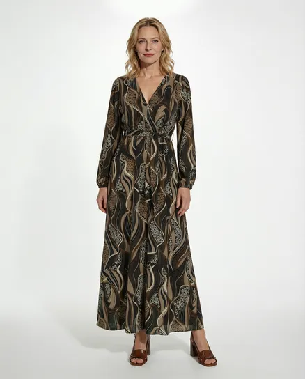 Maxikleid Wickeloptik in braun von Made in Italy