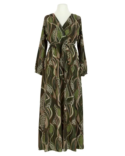 Maxikleid Wickeloptik in oliv von Made in Italy