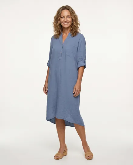 Musselin Kleid in blau von Made in Italy